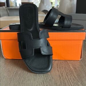 Black Leather Sandals